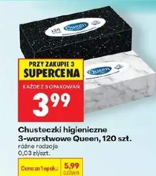 Chusteczki higieniczne 3-warstwowe Queen