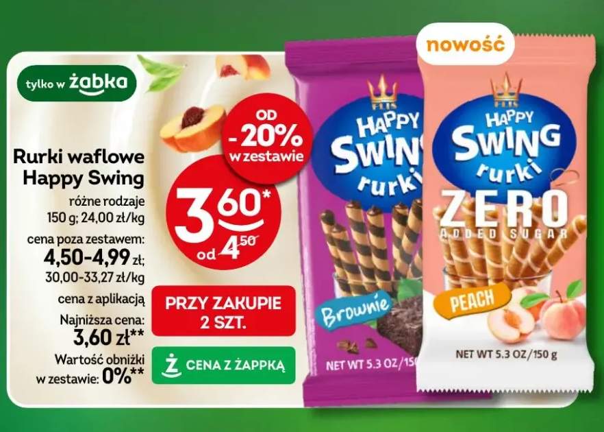 Rurki waflowe Happy Swing różne rodzaje
