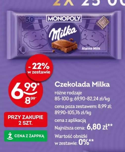 Czekolada Milka różne rodzaje