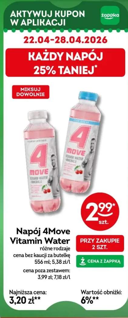 Napój 4move vitamin water różne rodzaje
