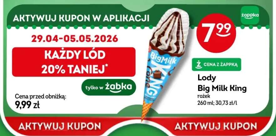 Lody big milk king rożek