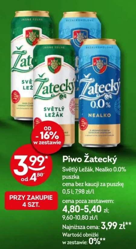 Piwo Žatecký Světlý Ležák, Nealko 0.0% puszka