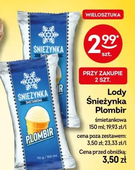 Lody śnieżynka plombir śmietankowa