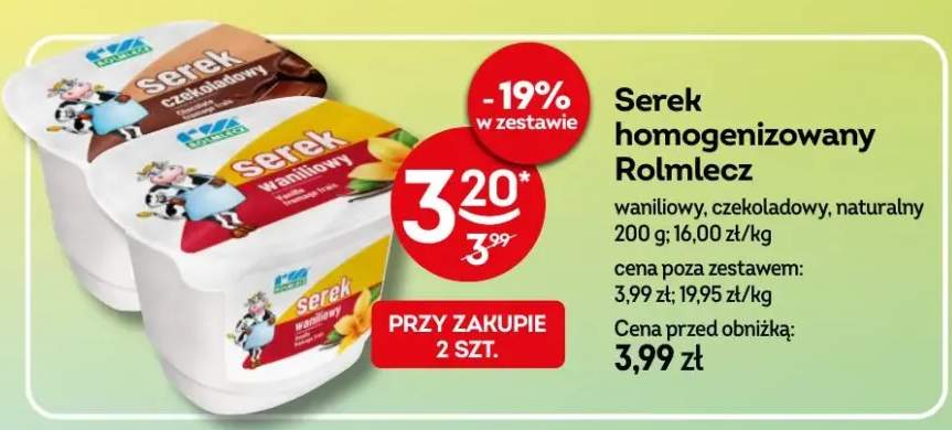 Serek homogenizowany rolnmlecz waniliowy, czekoladowy, naturalny