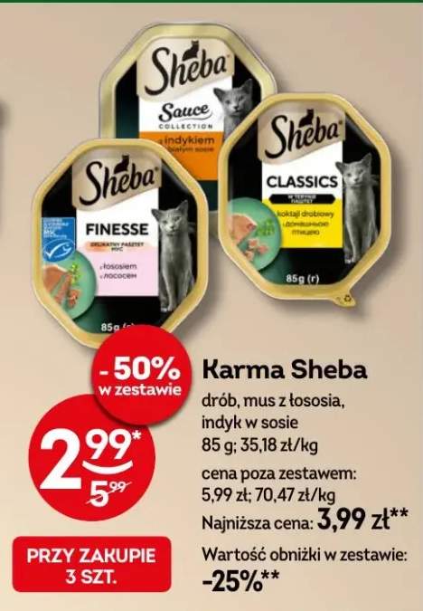 Karma Sheba drób, mus z łososia, indyk w sosie