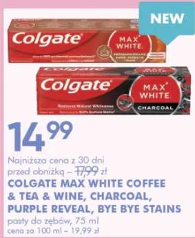 Pasta do zębów colgate max white coffee & tea & wine, charcoal, purple reveal, bye bye stains