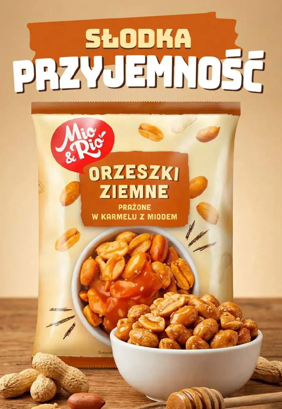 Orzeszki ziemne Mio & Rio prażone w karmelu z miodem