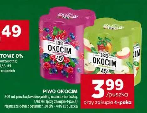 Piwo Okocim malina z borówką