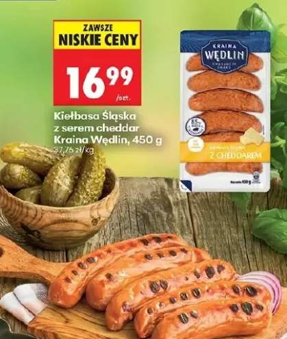 Kiełbasa Śląska z serem cheddar Kraina Wędlin
