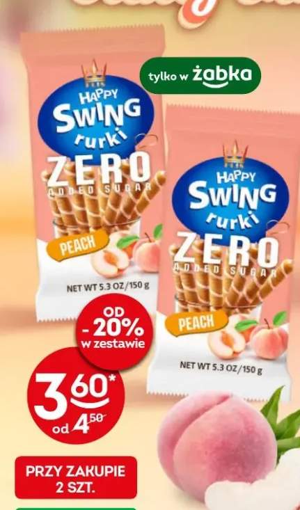 Rurki waflowe Happy Swing Zero Peach