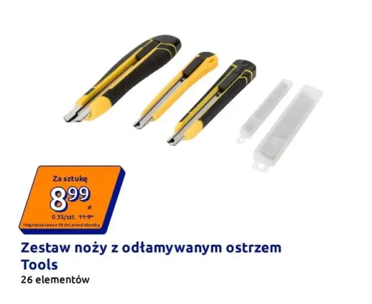 Zestaw noży z odłamywanym ostrzem