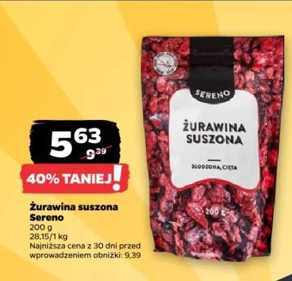 Żurawina suszona Sereno słodzona cięta