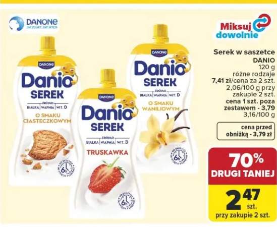 Serek w saszetce Danio o smaku ciasteczkowym