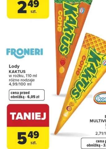 Lody Kaktus cone w rożku Froneri