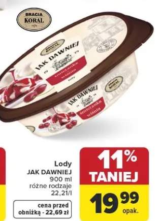 Lody Jak Dawniej Bracia Koral śmietanka wiśnia