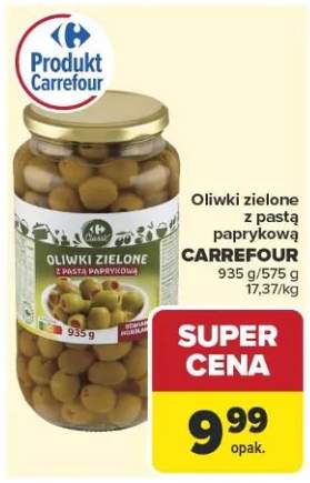 Oliwki zielone z pastą paprykową Carrefour Classic