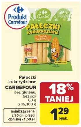 Pałeczki kukurydziane Carrefour Classic bez glutenu bez soli