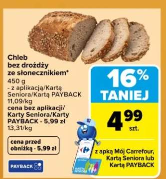Chleb bez drożdży ze słonecznikiem Carrefour
