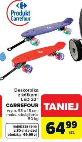 Deskorolka z kółkami LED 22" Carrefour 55x15cm maks. obciążenie 50kg