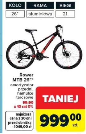 Rower MTB 26" amortyzator przedni hamulce tarczowe