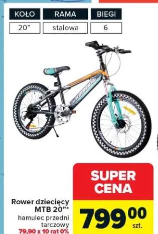 Rower dziecięcy MTB 20" hamulec przedni tarczowy