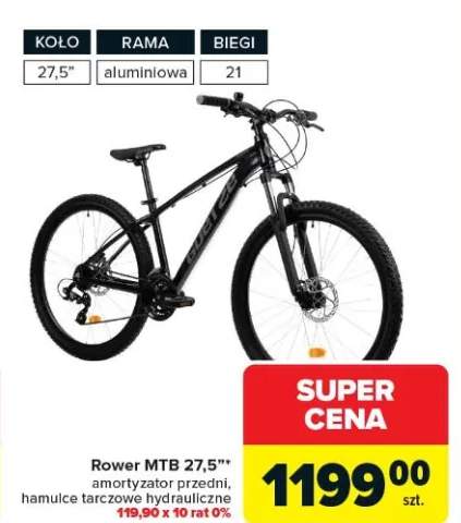 Rower MTB 27,5" amortyzator przedni hamulce tarczowe hydrauliczne