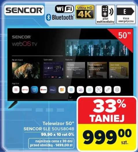 Telewizor 50" Sencor SLE 50US804B