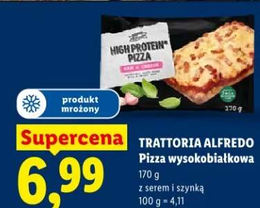 Pizza wysokobiałkowa z serem i szynką Trattoria Alfredo mrożona