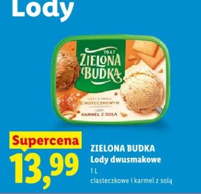Lody dwusmakowe Zielona Budka ciasteczkowe i karmel z solą