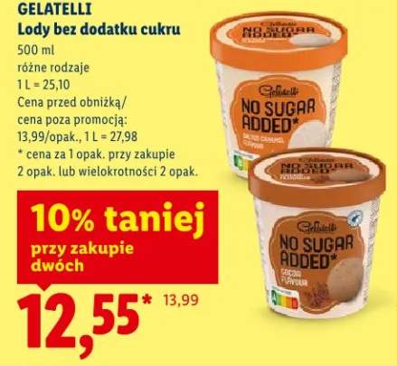 Lody bez dodatku cukru kokos Gelatelli