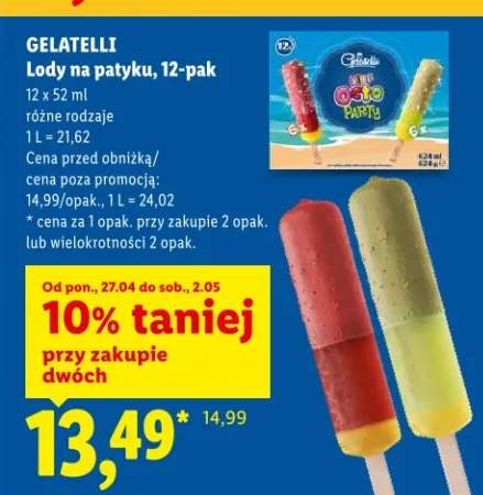 Lody na patyku 12-pak Gelatelli