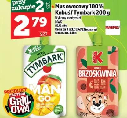 Mus owocowy 100% Tymbark jabłko-banan-brzoskwinia