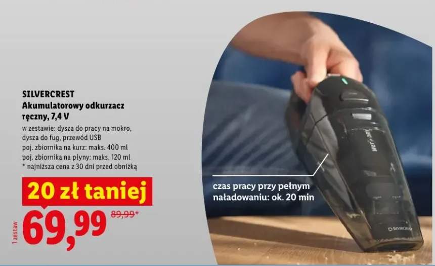 Akumulatorowy odkurzacz ręczny Silvercrest 7,4V