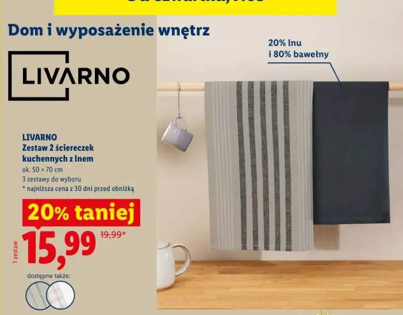 Zestaw 2 ściereczek kuchennych z lnem Livarno