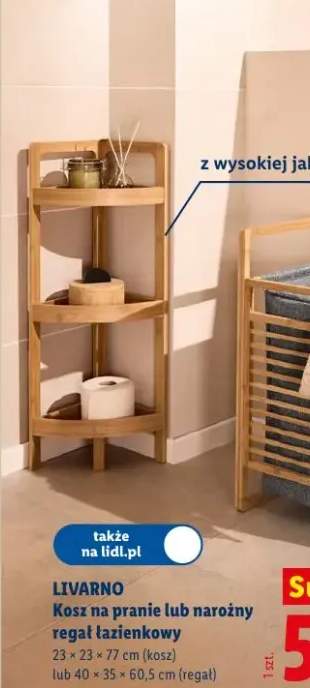 Narożny regał łazienkowy z bambusa Livarno 40x35x60,5cm