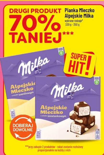 Pianka Mleczko Alpejskie Milka o smaku śmietankowym
