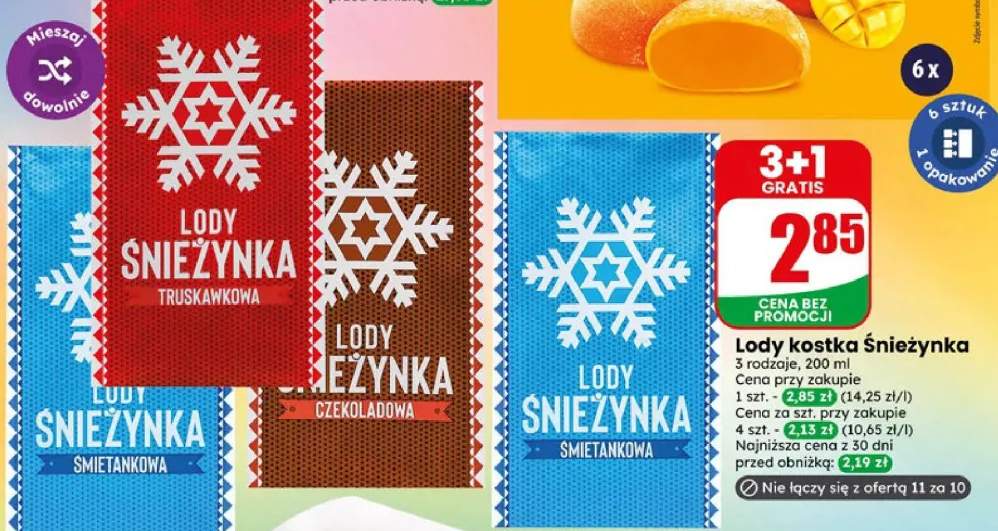 Lody kostka Śnieżynka śmietankowa