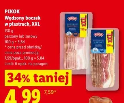 Wędzony boczek w plastrach surowy XXL Pikok