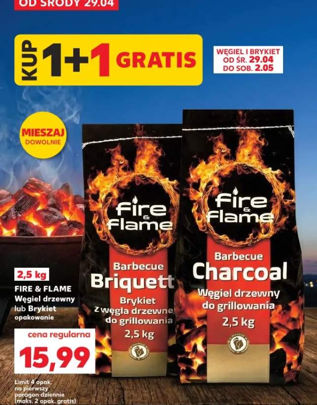 Brykiet z węgla drzewnego Fire & Flame Barbecue Briquet