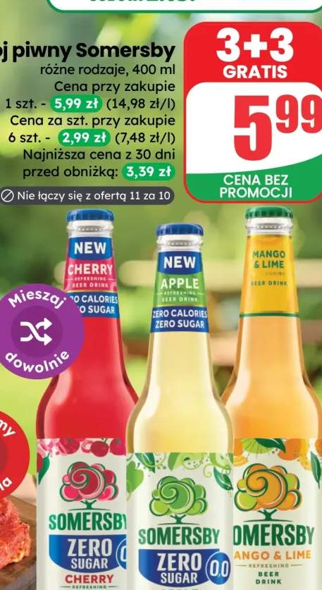 Napój piwny Somersby Cherry Zero Sugar