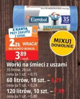 Worki na śmieci z uszami Elembal 120 litrów
