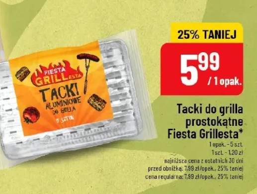 Tacki do grilla prostokątne Fiesta Grillesta 5szt.