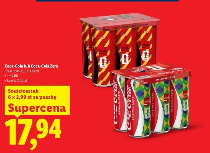 Napój Coca-Cola Zero sześciosztuk