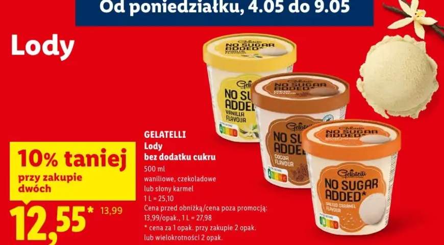 Lody bez dodatku cukru Gelatelli No Sugar Added słony karmel