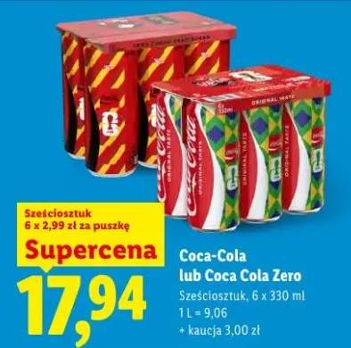 Napój Coca-Cola Zero sześciosztuk 6x330ml