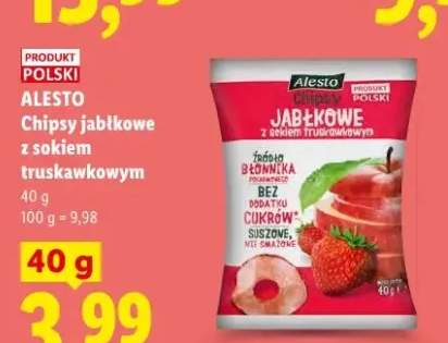 Chipsy jabłkowe z sokiem truskawkowym Alesto