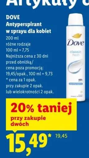 Antyperspirant w sprayu dla kobiet Dove classic fresh
