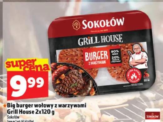 Big burger wołowy z warzywami Grill House Sokołów