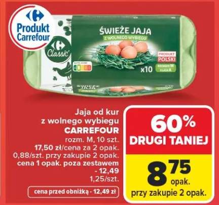 Jaja z wolnego wybiegu Carrefour Classic rozmiar M