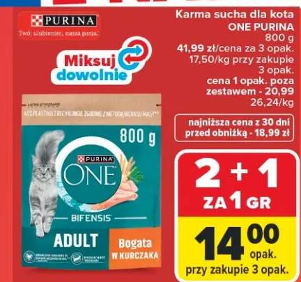 Karma sucha dla kota Purina One Adult Bogata w Kurczaka